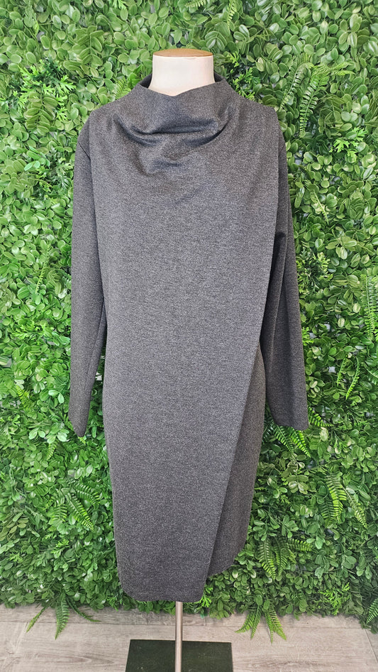 Memo Grey Draped Front Dress (14)