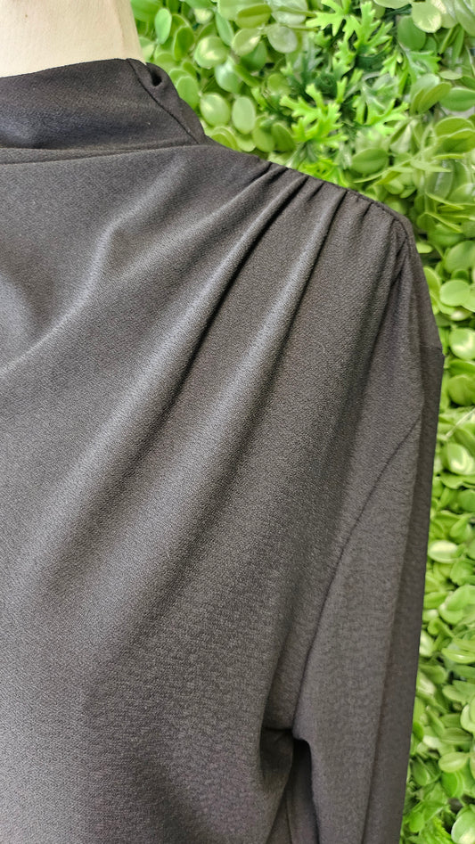 Moochi Black Gather Polo Skin Top (14)