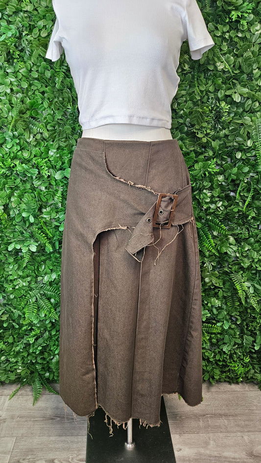 Annah S Khaki Wrap Buckle Skirt (12)