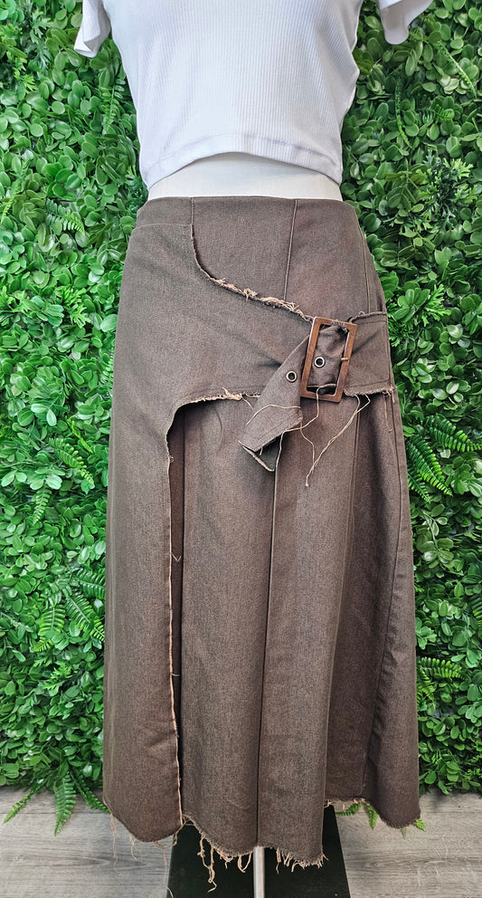 Annah S Khaki Wrap Buckle Skirt (12)