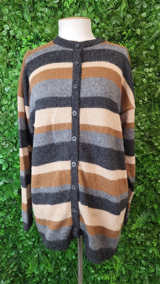 Adobe Knits Multi Coloured Alpaca Cardigan (14-16)
