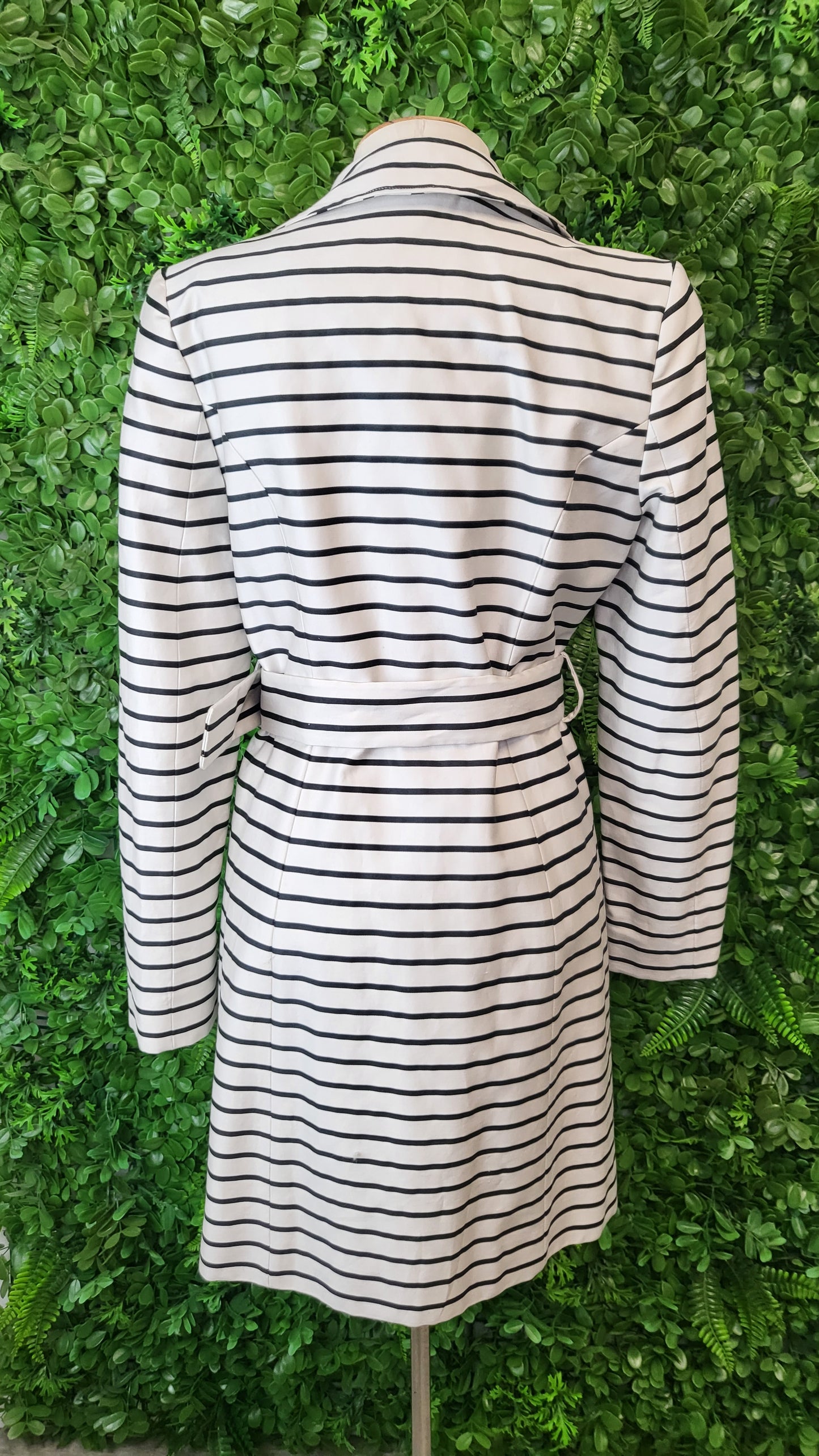 Jacqui E Cream/Black Stripe Trenchcoat (10)