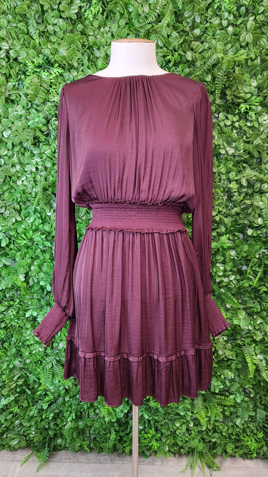 Forever New Plum Shirred Waist Dress (10)