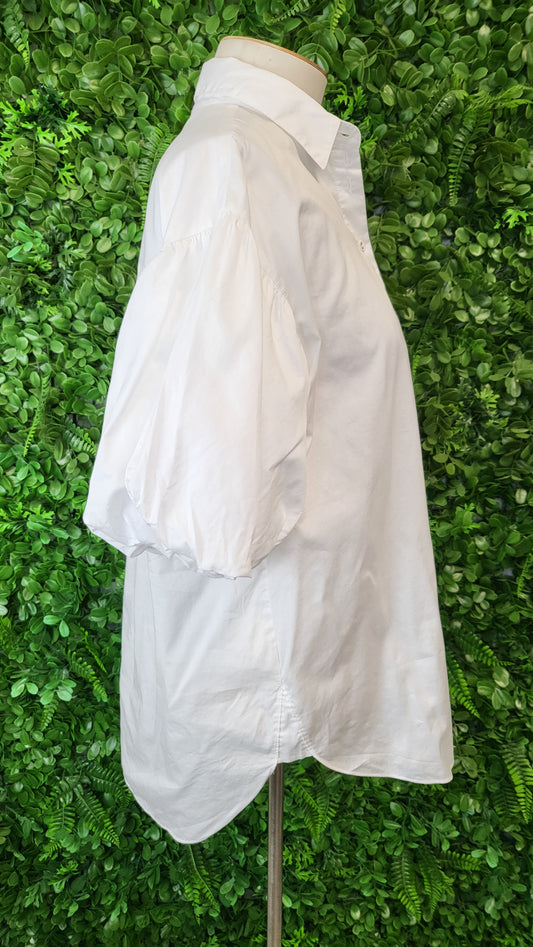 Witchery White Mid Puff Sleeve Shirt (6-8)