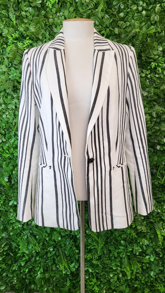 Witchery Black/White Linen Blend Blazer (10)