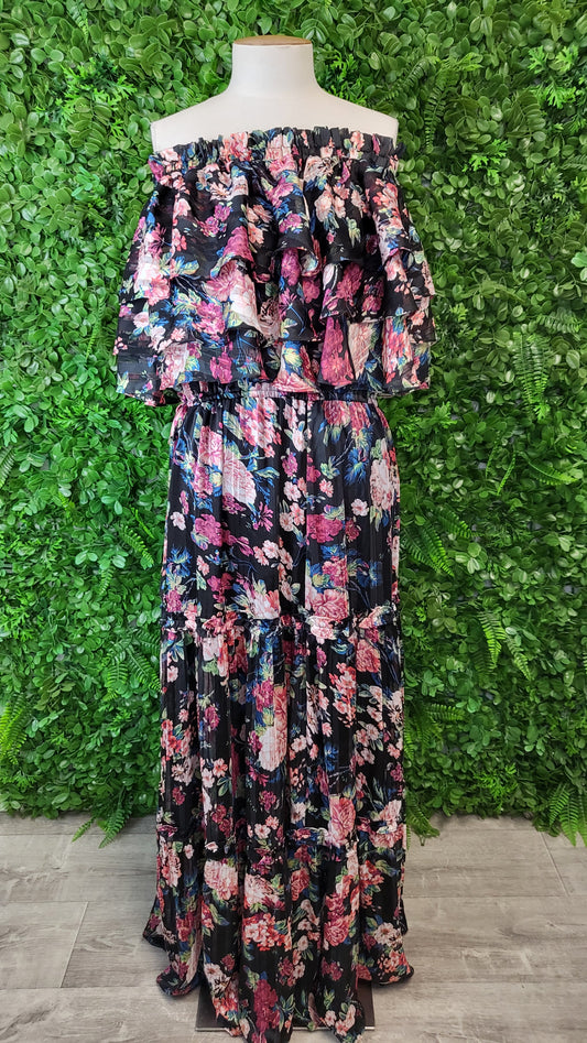 Stella Royal Floral Off Shoulder Dress (14-16)