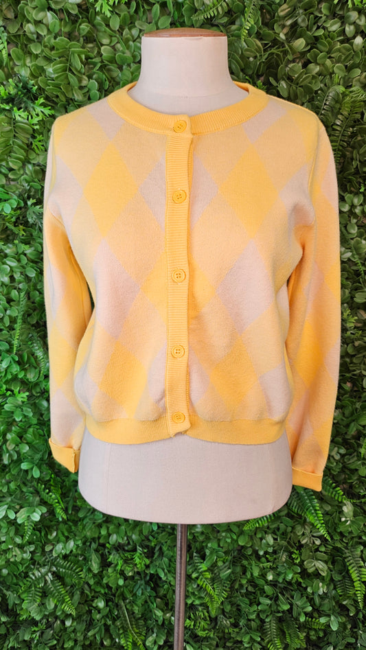 Compania Fantastica Yellow Argyle Cardigan (10)