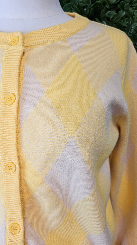 Compania Fantastica Yellow Argyle Cardigan (10)