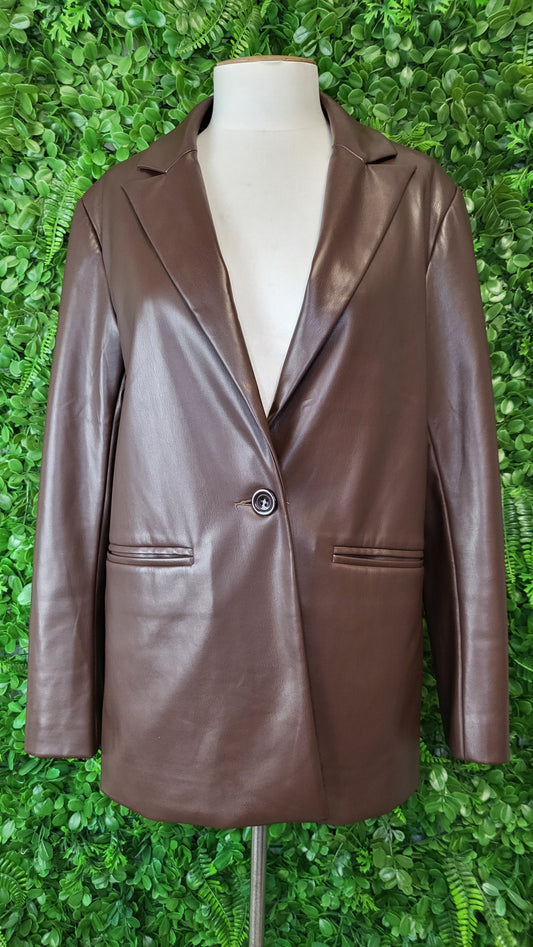 Jorge Chocolate Pleather Blazer (8-10)
