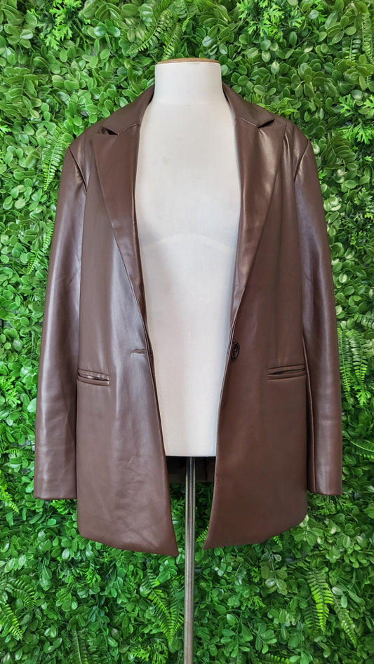 Jorge Chocolate Pleather Blazer (8-10)