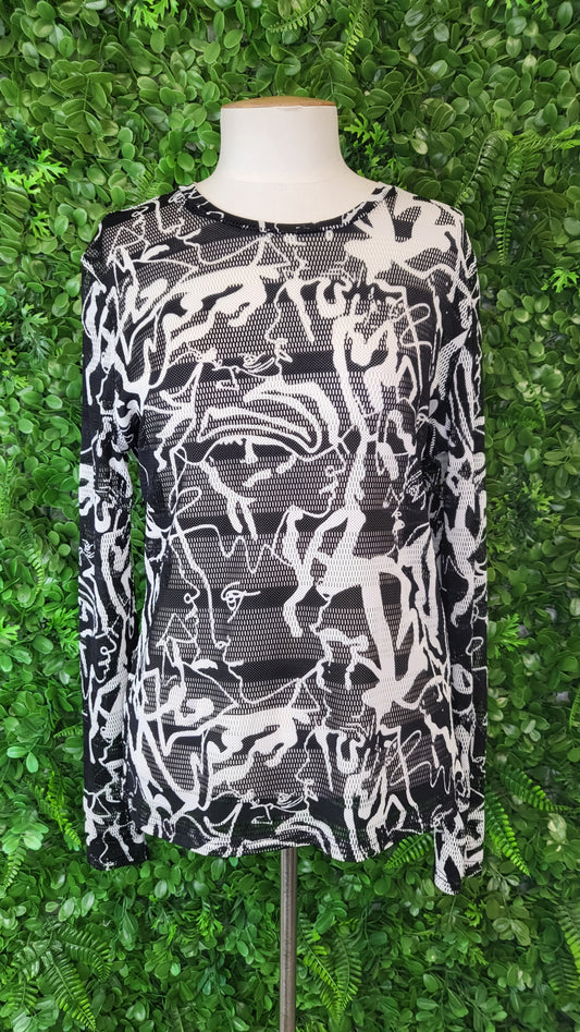 Siren Black/White Mesh Graphic Top (14)