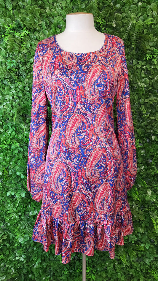Augustine Red/Blue Paisley Dress (8)