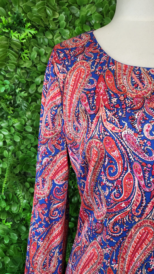 Augustine Red/Blue Paisley Dress (8)