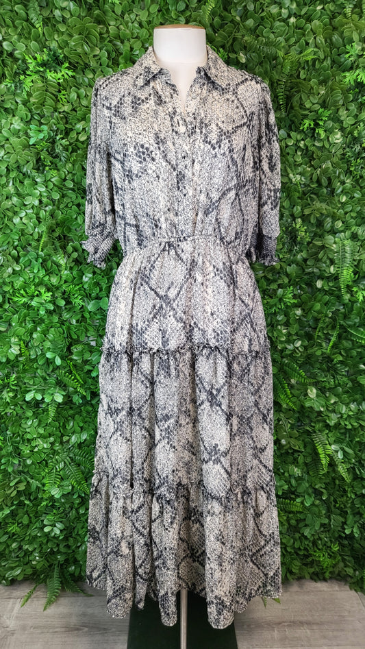 Decjuba Snake Print Tiered Dress (10)