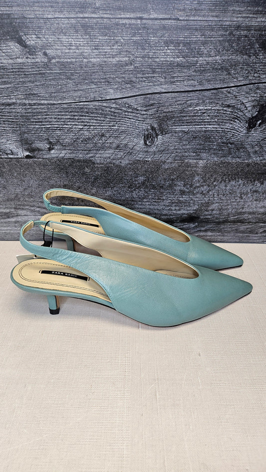 Zara Teal Kitten Heels BNWT (40)