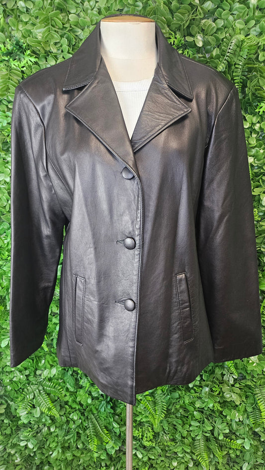 L’Aurore Black Leather Blazer (16)
