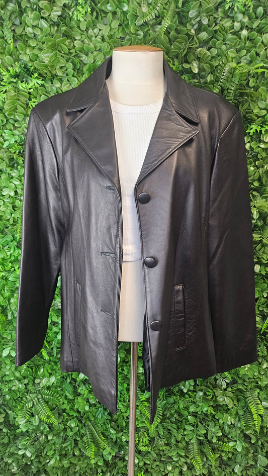 L’Aurore Black Leather Blazer (16)