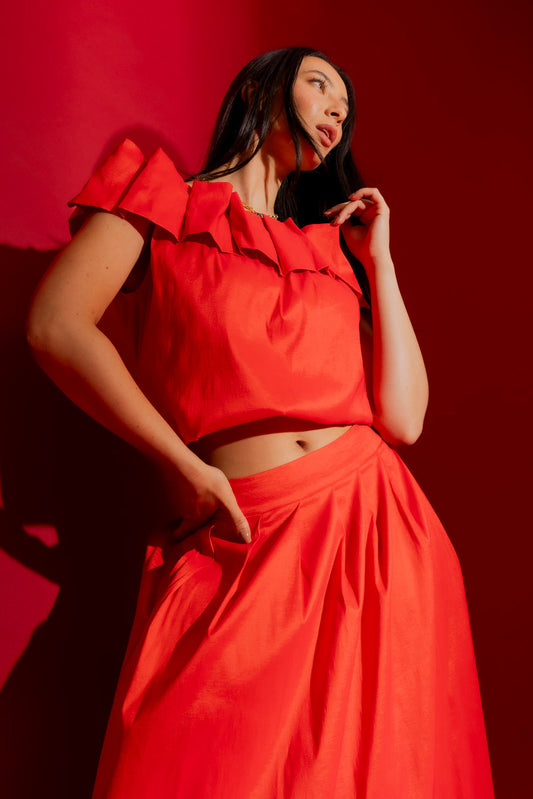 Motto Tomato Red Ruffle Off Shoulder Top BNWT (12)
