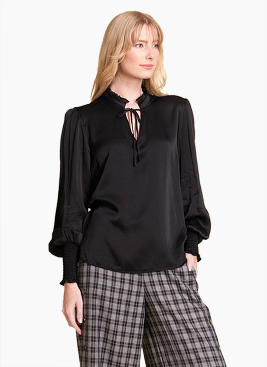 OH3 Black Shirred Detail Blouse (14)