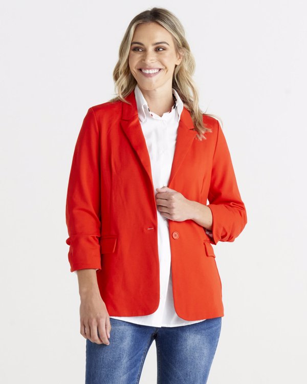 Betty Basics Tomato Red Ponte Blazer (16)