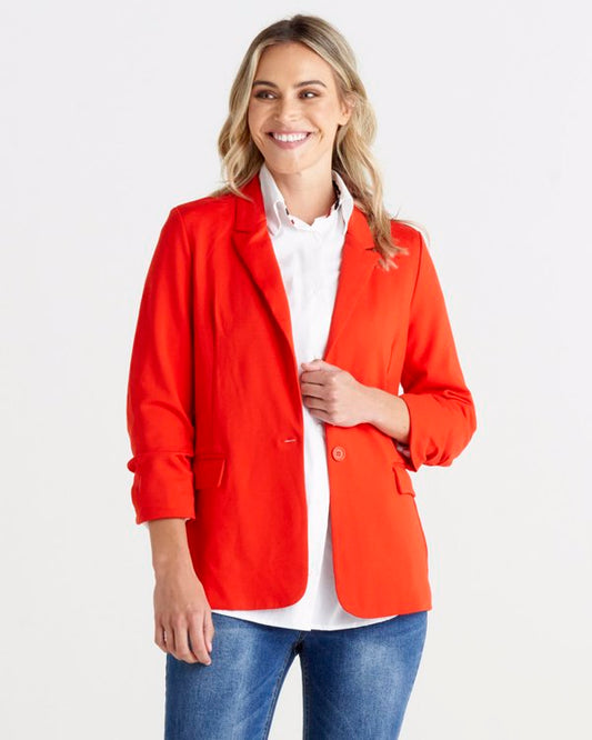 Betty Basics Tomato Red Ponte Blazer (16)