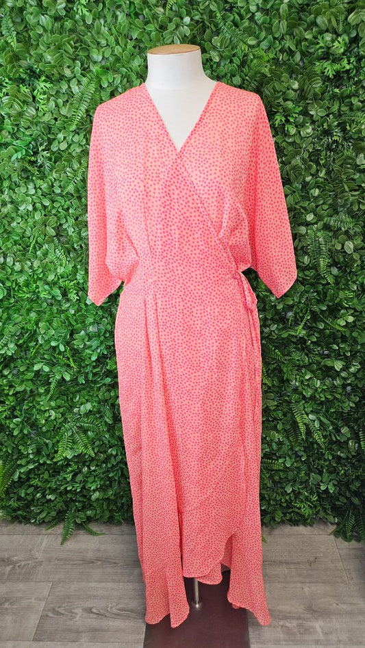 Home-lee Coral Wrap Dress (10-14)