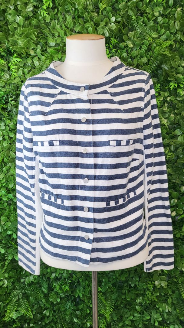 Verge Navy/White Linen Stripe Jacket (8)