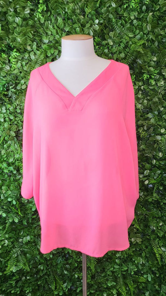 Pretty Basic Pink Fluro Top OSFM