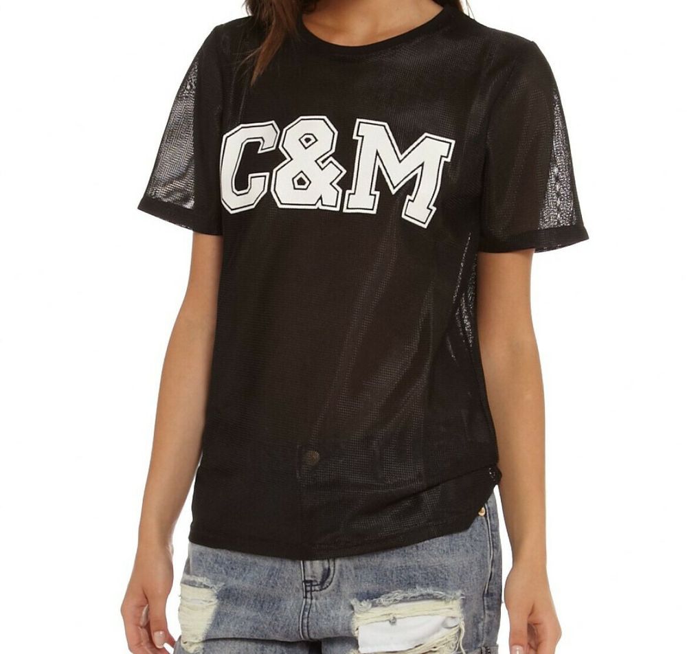 Camilla and Marc Black Bologna Mesh Logo T-shirt (6-8)