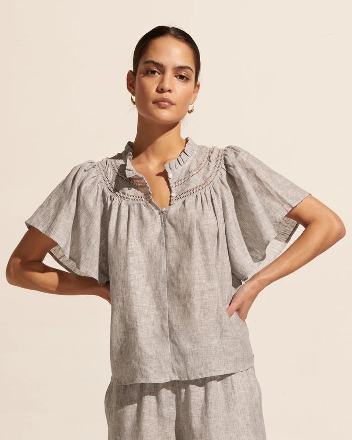 Zoe Kratzmann Grey Linen Orbit Top 14-16