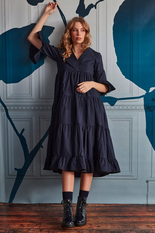 Trelise Cooper Navy Now That We're Tier Dress (8-10)