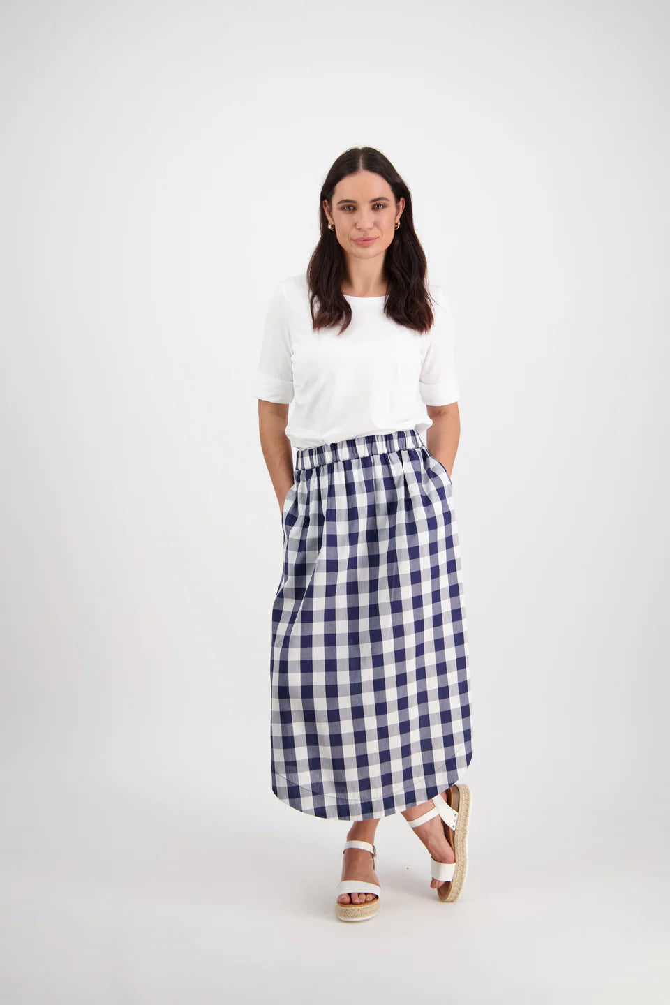 Vassalli Navy/White Gingham Skirt (8)